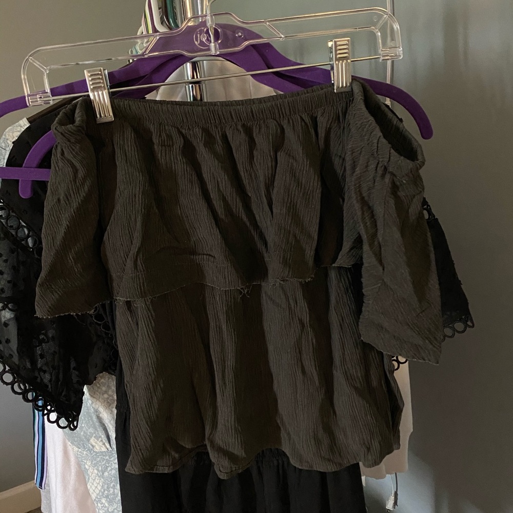 Dark grey/ navy off the shoulder top